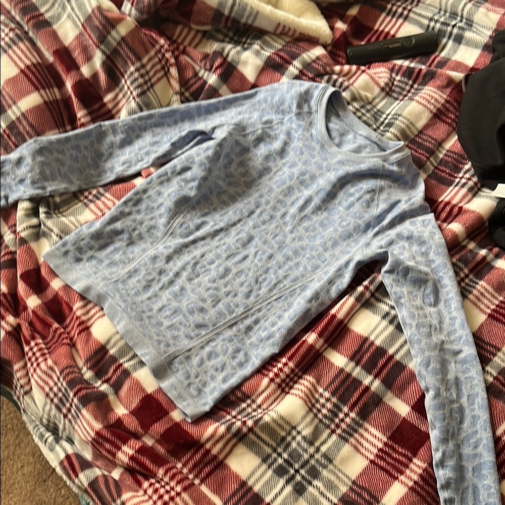 Blue Patterned Long Sleeve Top